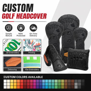 Housse de tête de club de golf en cuir PU gaufré de qualité supérieure, doublure douce en peluche courte, fermeture magnétique, pour bois, fer et putter - Product Image 1
