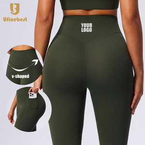 Leggings <span class=keywords><strong>Sportivi</strong></span> da Donna a Vita Alta con Tasca, 68% Nylon 32% Spandex, con Vita Elastica a V, Tinta Unita, Aderenti ed Elasticizzati per Fitness e Yoga - Product Image 1