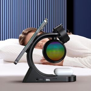 Nuovo Design 2024 Caricatore Wireless 5 in 1 con Supporto e Altoparlante Bluetooth per iPhone e <span class=keywords><strong>Samsung</strong></span> - Product Image 3