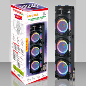 100W công suất cao Ba 12-inch Bass RGB bên bằng gỗ DJ loa không dây độ trung thực cao Karaoke Loa răng Xanh - Product Image 6