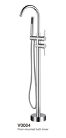 Robinet de baignoire sur pied, fixation au sol, moderne, luxe, laiton chromé, monocommande avec douchette haute pression