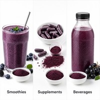 Poudre d'extrait de baies de Maqui en vrac de l'usine LCHBIO, sans OGM, sans gluten, compatible végétalien, mélange de fruits à couleur intense pour boissons