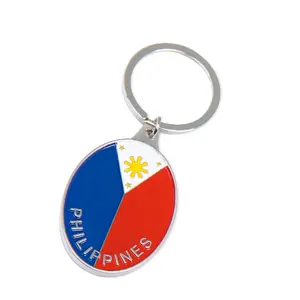 Aangepaste Metalen Pilipinas Vlag Sleutelhangers Emaille Sleutelhanger Filippijnen Reizen Souvenirs Filippijnen Sleutelhanger