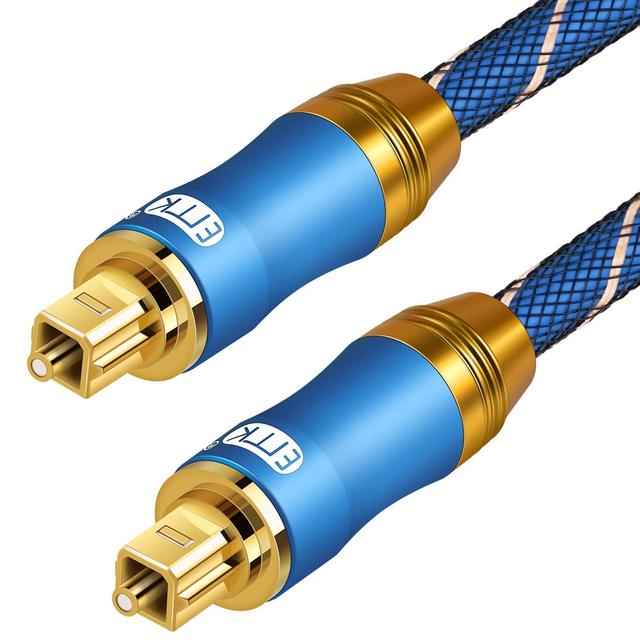 EMK Optical Digital Audio Cable SPDIF Toslink Square Connector Gold-Plated Nylon Jacket High Durability for PS4 Soundbars TV