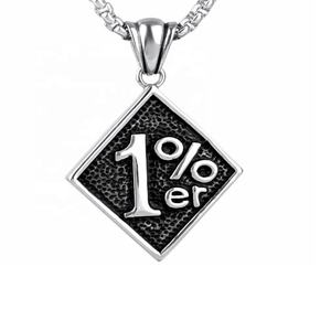 Collar de Acero Inoxidable 1% One Percent, Colgante Único para Hombre, Estilo Motero, con Cadena de 24 Pulgadas - Product Image 4