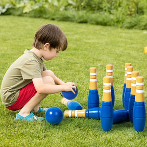 Jeu de bowling en bois pour enfants - Jeu sportif d'intérieur <span class=keywords><strong>et</strong></span> d'extérieur pour garçons <span class=keywords><strong>et</strong></span> filles - Jouet interactif familial - Product Image 4