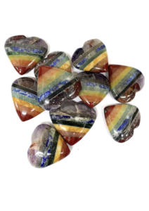 Cœur en cristal gonflé SEVEN CHAKRA pour l'équilibre, l'énergie et l'alignement spirituel, prix de gros pour les artisans - Product Image 2