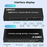 Conmutador KVM Multiviewer 4x1 OEM HD, Selector de Fuente, Conmutador de Pantalla con Control Remoto IR