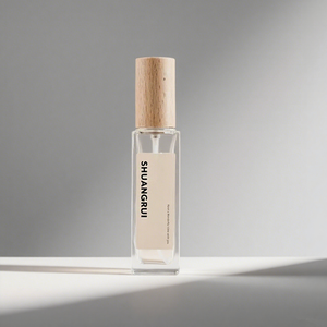 Bouteilles de <span class=keywords><strong>parfum</strong></span> en verre carrées rechargeables de 15ml à fond épais avec bouchons en bois haut de gamme avec boîte de pulvérisation à pompe emballée - Product Image 3