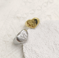 Neuestes Design Edelstahl Herzförmiger Siegelring Hochglanzpoliert in Gold- und Silberfarbe Personalisierter Ring