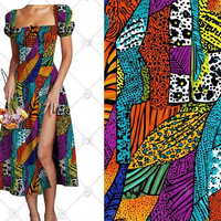 Tissu en rayonne imprimé numériquement, style batik, imprimé à la cire, pour robe femme, vêtements d'été