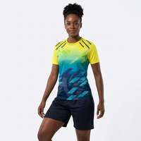 Maillot de football à manches courtes, col rond, couleur dégradée, respirant, coupe athlétique, 100% polyester, sublimé
