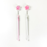 Belles pétales roses étincelants pendentif Gel stylos petit frais mignon étudiant examen Signature stylo fleur pendentif Gel stylo