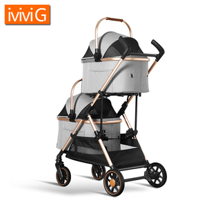 M302T aluminium lipat 4 roda Jogging Travel Stroller besar ganda anjing atau kucing pembawa hewan peliharaan - Product Image 6