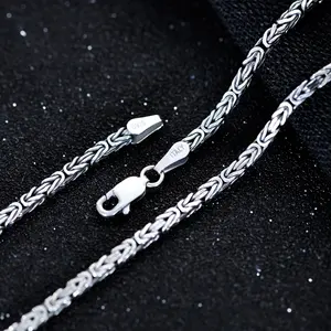 Bijoux 2.5mm byzantin en argent sterling oxydé cubain lien chaîne collier hommes chaînes collier