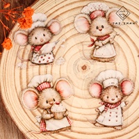 JAI IMAN 48 pièces Pack d'autocollants transparents personnalisés en PET, style Cottagecore, sur le thème de la pâtisserie et des souris, pour scrapbooking