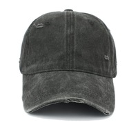 Casquette de baseball en denim de coton lavé personnalisée, style vintage déchiré et vieilli, casquette de papa réglable, brodée, fabricant OEM