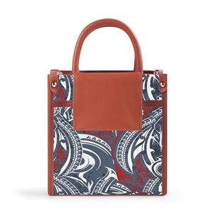 Women Customized Tote Bag Purple <strong>Gold</strong> Polynesian Tribal Print PU Custom logo Top Handle <strong>Small</strong> Square Crossbody Shoulder <strong>Handbag</strong> - Product Image 5