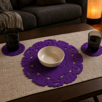 Sous-verres ronds en feutre avec motifs citrouille et araignée pour la décoration d'Halloween à la maison, au bureau, au café et au restaurant