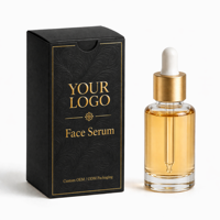 Boîtes en papier noir gaufré de luxe avec logo personnalisé et estampage à chaud doré pour emballage cosmétique de sérum pour le visage, vente en gros