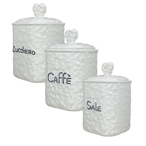 Juego de 3 jarrones de cerámica, 10x10 cm, altura 15 cm, color blanco - Product Image 1