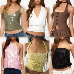 Tops de mujer de diseño de moda, transpirables, casuales y sexys para verano, precio bajo al por mayor, envío aleatorio de inventario mixto. - Product Image 5