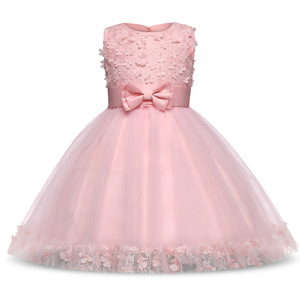 Robe <span class=keywords><strong>de</strong></span> princesse coréenne à fleurs en 3D, robe <span class=keywords><strong>de</strong></span> baptême pour bébé <span class=keywords><strong>de</strong></span> 1 an, robe <span class=keywords><strong>de</strong></span> fête rose pour la famille - Product Image 4