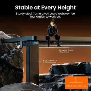 Escritorio eléctrico ajustable en altura de 47,2 x 23,6 pulgadas, escritorio para computadora, para oficina en casa, color negro - Product Image 5