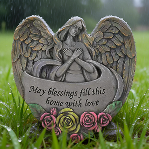 Памятные сувениры из смолы в форме сердца с ангельской тематикой, ручной росписью и напечатанным текстом, для садов, зон отдыха для животных, мемориальных стендов, с сентиментальным содержанием - Product Image 2