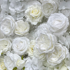 Promesa de alta calidad Artificial Rosa Blanca Pared de flores enrollables Pared de flores Panel de boda para decoración de fondo de boda - Product Image 4
