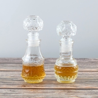 Botol Kaca Mini Vintage 50ml untuk Minuman Keras Anggur Dengan Penutup Kaca 1.7 oz Dekanter Botol Alkohol Kaca Kecil