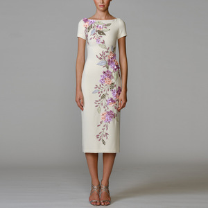 OUDINA Abiti da Sera Eleganti per Donna, Vendita all'Ingrosso, Maniche Corte con Perline, Strass e <span class=keywords><strong>Paillettes</strong></span>, Lunghezza <span class=keywords><strong>Midi</strong></span> - Product Image 1