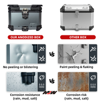Boîte à bagages arrière pour moto en alliage d'aluminium anodisé, style luxueux, universelle, 45L 55L