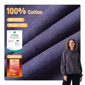 Prenda Sudadera con Capucha de Tela de Punto Jersey 100% Algodón Orgánico 425gsm Felpa Tejida Lisa Retro de Alto Gramaje OEKO de Algodón Peinado Camisetas para Niñas - Product Image 1