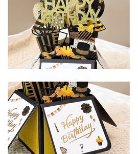 Biglietto d'Auguri 3D Pieghevole <span class=keywords><strong>di</strong></span> Lusso Evergreenwrap, Stile Scatola Nera, Creativo ed Elegante per <span class=keywords><strong>Compleanno</strong></span> - Product Image 6