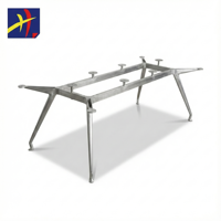 Cadre de table de bureau en aluminium à hauteur réglable, pieds évasés chromés, finition blanc poudré, moderne, pour la maison ou le bureau