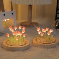 TC - Cúpula de Cristal con Luces LED Personalizadas, Decoraciones para el Hogar y Bodas, Regalo para el Día de la Madre y San Valentín, Tulipanes Artificiales con Luces Nocturnas DIY