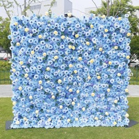 Panneaux muraux 3D en fleurs pour toile de fond de mariage, rideau de fleurs artificielles roses bleues et hortensias, panneaux décoratifs en soie pour jardin et centre commercial