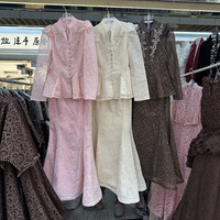 Ensemble deux pièces en dentelle perlée pour mariage, avec veste brodée et robe longue sans manches, pour femme, vente en gros
