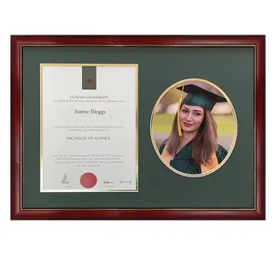 Cornice di laurea in legno di ciliegio doppio opaco eco-friendly certificato universitario cornici per laurea