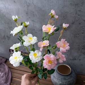 ช่อดอกกุหลาบประดิษฐ์ CallaFloral ดอกไม้โพลีเอสเตอร์เสมือนจริง สีขาวนวล สีชมพูเข้ม สีชมพูอ่อน สำหรับตกแต่งงานแต่งงาน - Product Image 2