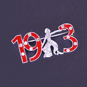 Organisation universitaire cristal rouge <span class=keywords><strong>Fortitude</strong></span> 1913 Delta Sigma sororité broche grec J13 événements lettre grecque broche bijoux - Product Image 2