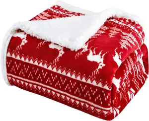 पीसीएम गर्म बेच घर वस्त्र कस्टम मुद्रित सुंदर नरम गरम फेंक कंबल मोटी फलालैन शेरपा ऊन क्रिसमस कंबल
