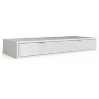 Coiffeuse murale blanche suspendue en bois pour chambre à coucher avec 2 tiroirs