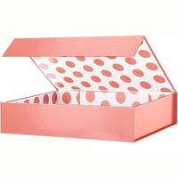 Dossiers cadeaux magnétiques personnalisés multicolores or rose, doublure en éponge, revêtement UV, matériaux recyclés, finition métallique brillante, à pois