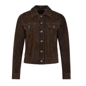 Chaqueta de Mujer de Cuero de Ante Vacuno Marrón 100% Genuino, Corte Clásico, Marca Privada OEM, Venta al Por Mayor, Prenda Exterior de Lujo Minimalista - Product Image 1