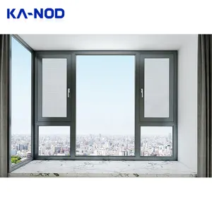 نافذة مزججة مزدوجة موفرة للطاقة عالية الجودة نافذة بابية من الألومنيوم ذات تأثيرات الأعاصير للفيلل