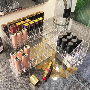 Caja organizadora transparente para guardar lápices labiales, soporte de plástico para maquillaje, estuche de exhibición para brillo labial de escritorio, con múltiples compartimentos - Product Image 1