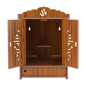 Templo Mandir Pooja Marrón para el Hogar, Templo Hindú de Madera Independiente con Puertas para Decoración - Product Image 6