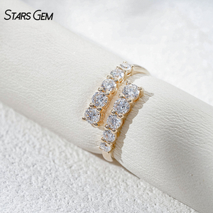 Anillo Abierto de Oro Sólido de 10K StarsGem con Diamante Cultivado en Laboratorio de 0.98CTW, Corte Brillante, Graduado, Chapado en Rodio, Unisex - Product Image 3